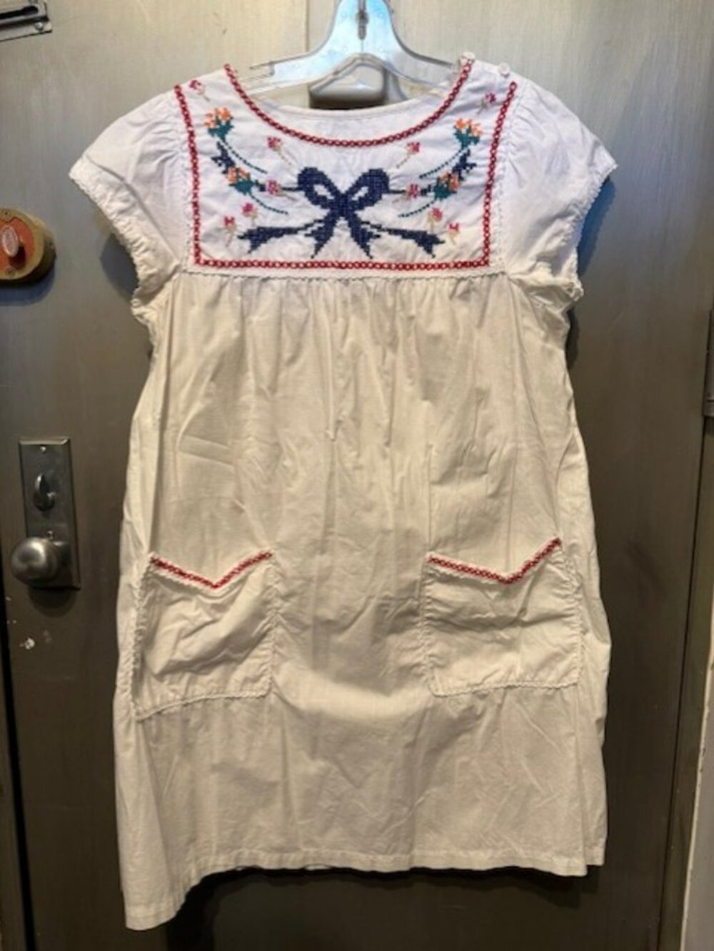 Vintage embroidered peasant babydoll mini dress